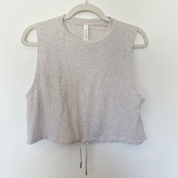 Lululemon Athletica Heather Gray Crop Top 4 Drawstring Sleeveless Muscle Tank - Picture 1 of 9
